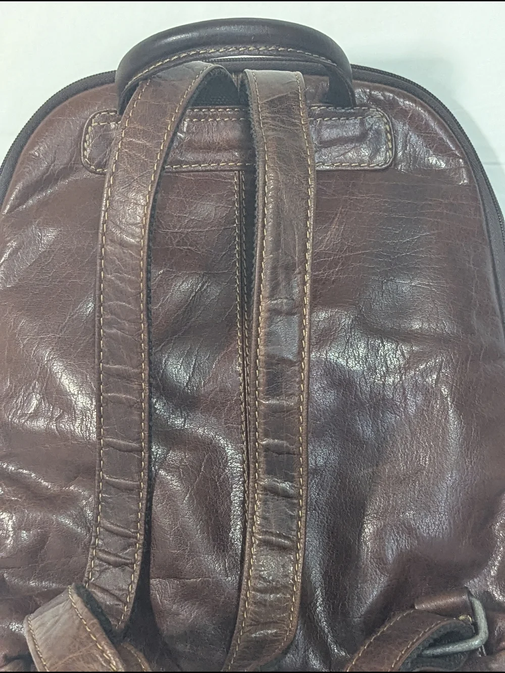 Jack Georges Brown Genuine Leather Backpack Daypack Travel Bag Vintage Distresse